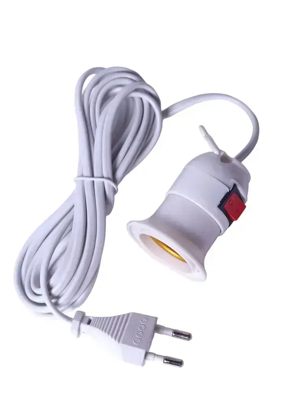 Патрон подвесной е27 с выключателем и шнуром 3 м, патрон для лампы с выключателем для рассады и фитолампы.