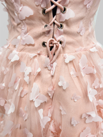 Платье YIYISTORY 5278 корсетное с принтом из бабочек и шортиками в комплекте