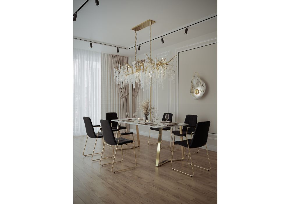 Керамический стол Селена 1 140х80х77 белый мрамор / золото