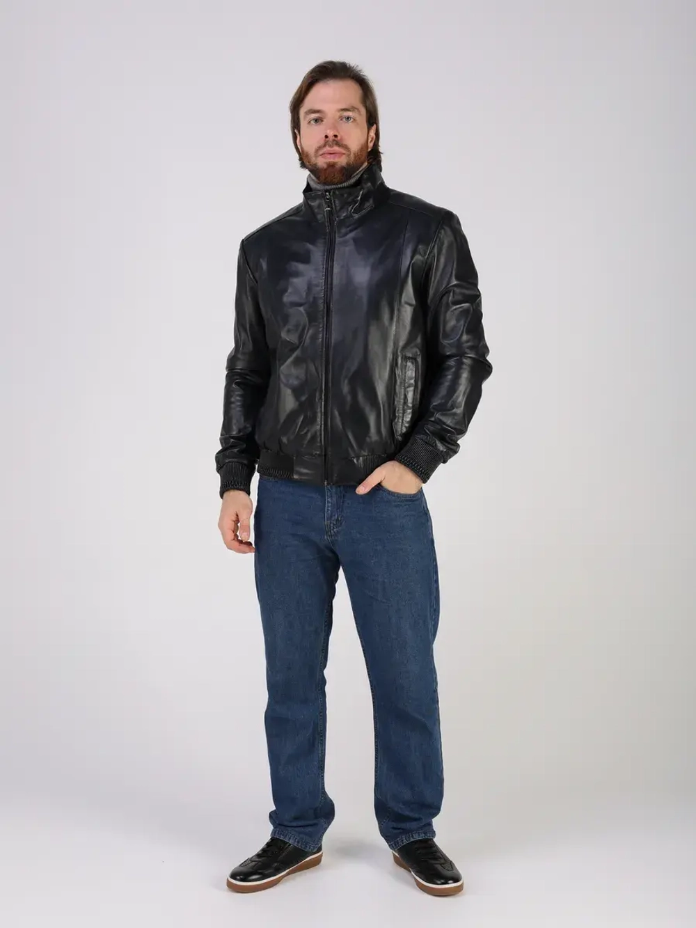 Кожаная куртка демисезонная на резинке