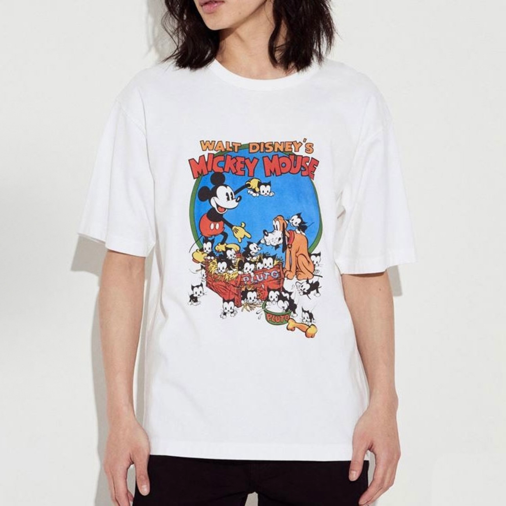 Футболка UNIQLO x Disney «Mickey and Pluto» ретро, бел.