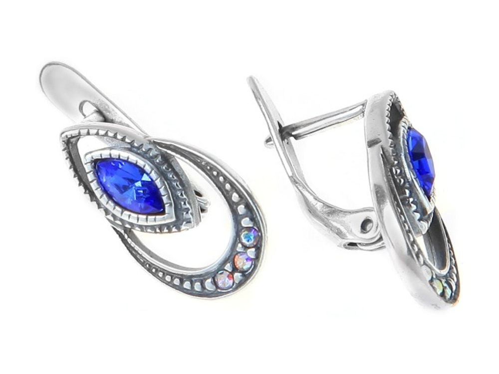 "Дувр" серьги в серебряном покрытии из коллекции "Винтаж" от Jenavi  с английским замком