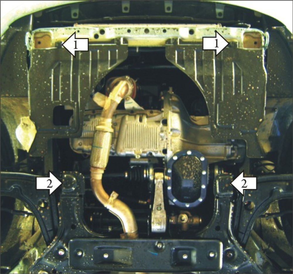 Усиленная защита Motodor картера двигателя, кпп. 2 мм, сталь. для Chevrolet Lacetti 2004-2012,Daewoo Gentra 2013-2015 арт.63002