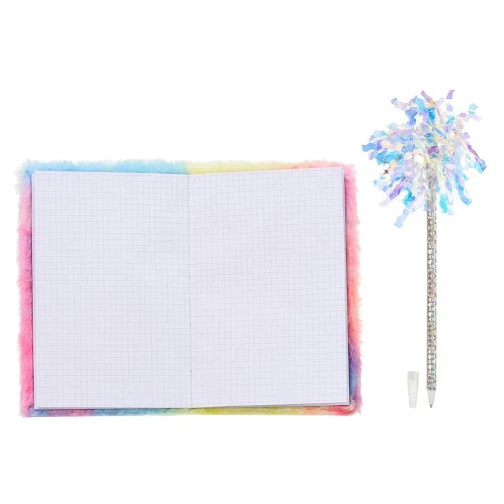 Блокнот детский Basir, с ручкой, формат А5, серия "Единорог", переплёт с мехом, 21.5*15 см, 80 листов, 2 цвета ассорти