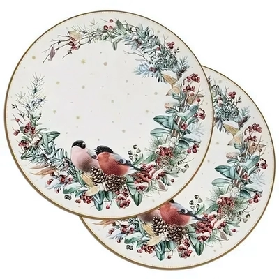 Набор подстановочных салфеток «Снегири» 2шт d=38 см