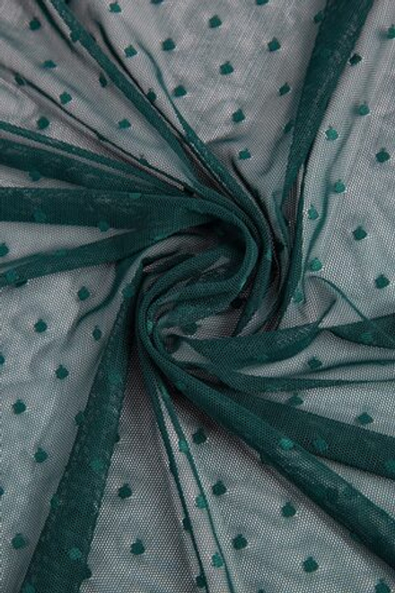 Сетка эластичная темно-зеленая в горошек 5 мм отрезом 75х50 см