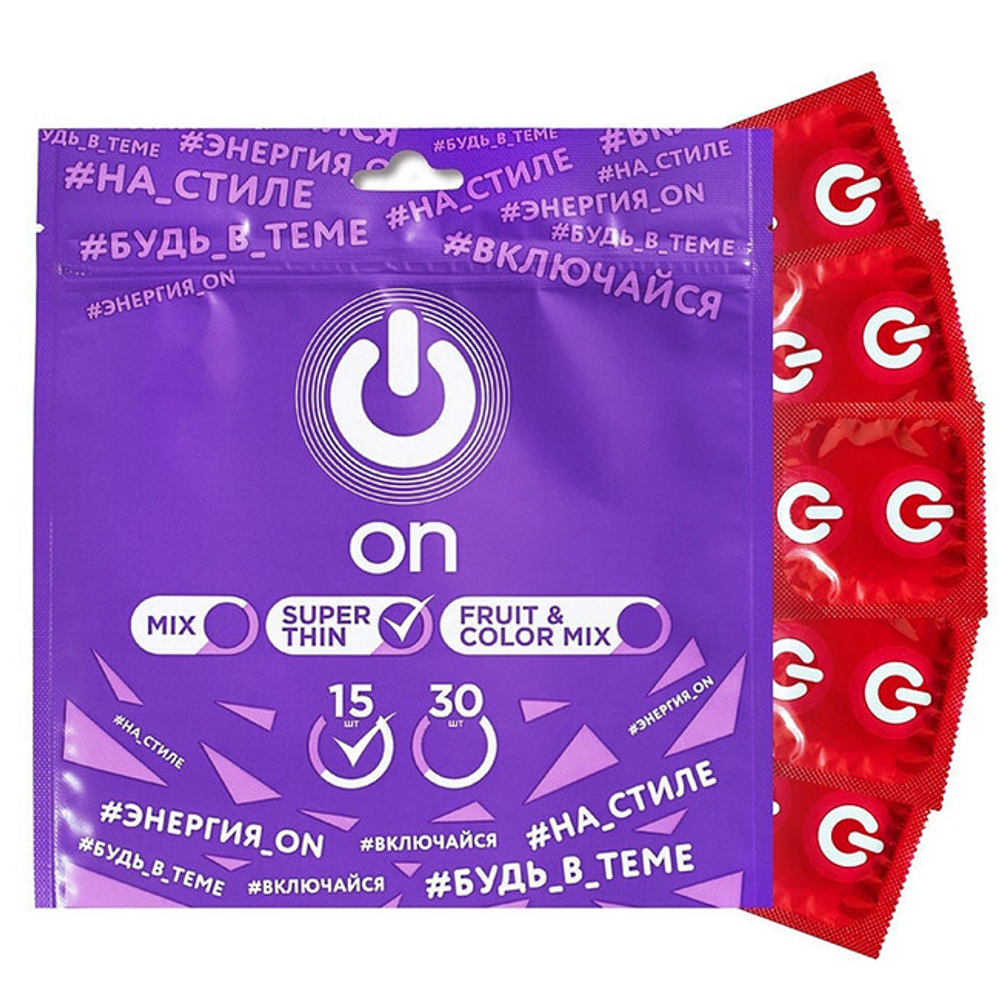 Презервативы ON № 12+3 Super Thin - супер тонкие (ширина 54 мм)