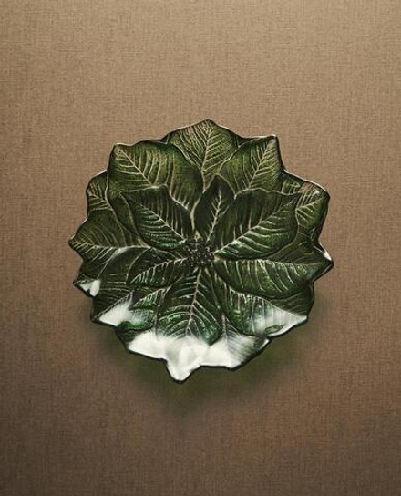 ZARA HOME НОВОГОДНЯЯ ДЕСЕРТНАЯ ТАРЕЛКА ИЗ СТЕКЛА В ФОРМЕ ЦВЕТКА, ЗЕЛЕНЫЙ