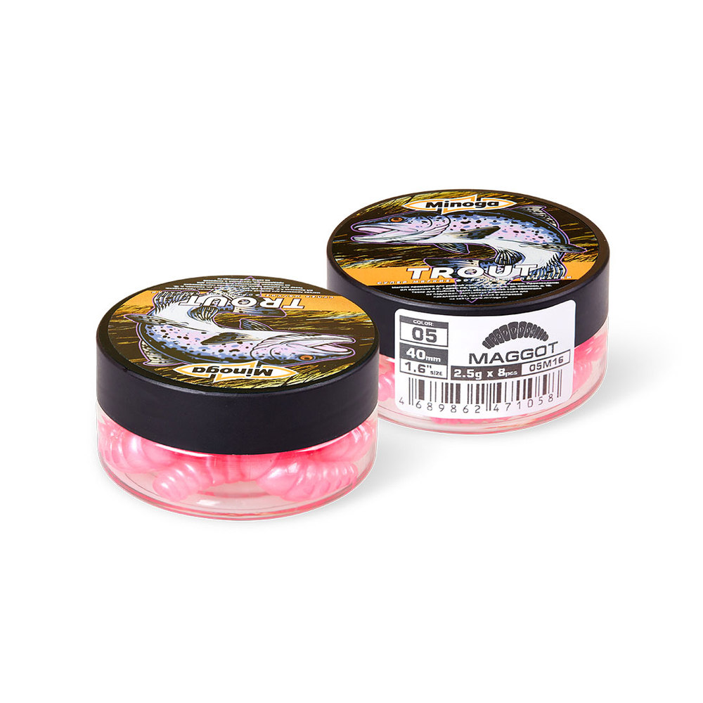 Форелевая приманка "Minoga" MAGGOT 1,6"(8шт) 40мм, 2,5гр, цвет 05