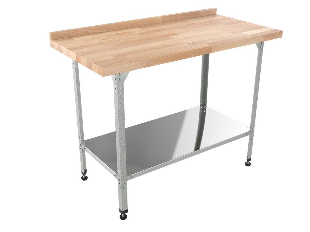 Стол кондитерский "Профи" СКПП, сплошная полка, бук, 1800x700x860 мм, с бортом