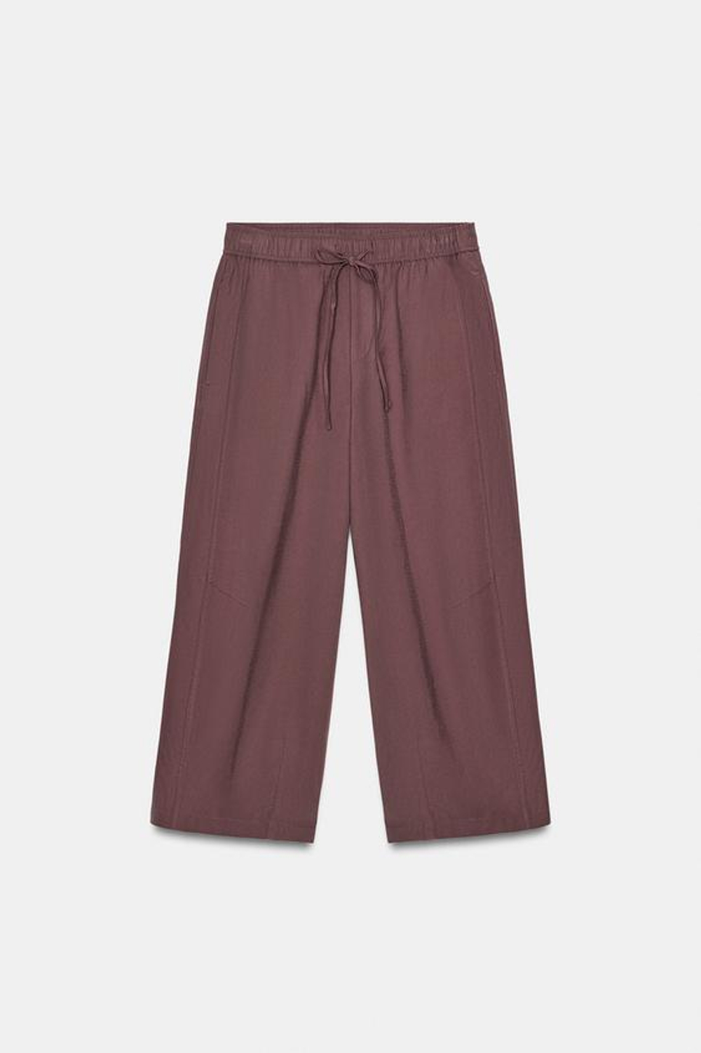 ZARA БРЮКИ-ПИЖАМА BALLOON, ТЕМНО-БАКЛАЖАНОВЫЙ