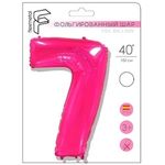 Шар (40"/102 см) Цифра "7" Фуксия в упаковке / Seven