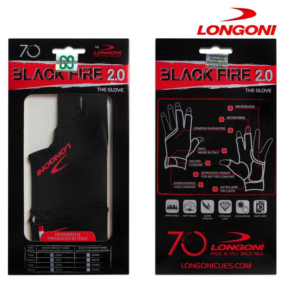 Перчатка Longoni Black Fire 2.0 левая M