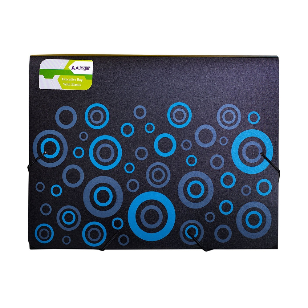 Папка на резинке Alingar, A4, 240х330х33 мм, 600 мкм, черная, матов. с цветным рисунком, "Black C"