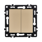 Выключатель 2-клавишный 10А/250В, золотой Kollinger Asthetik AS-004GD