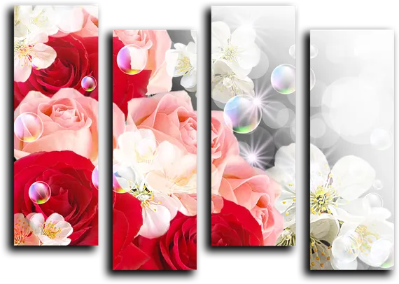 Модульная картина "Кристальные розы"