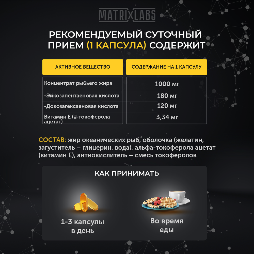 Matrix Labs Omega-3 Iceland 1000 мг. + Vitamin E (500 капс.)