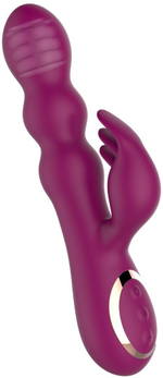 Сливовый вибратор-кролик AN Stamen с массажем бусинами - 22 см. (Цвет: красный)