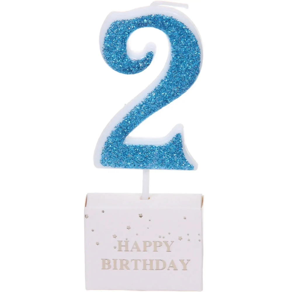 Свеча для торта Цифра Иллюзия «2» 9.5 см, голубой