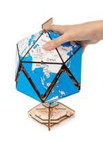 Конструктор деревянный 3D EWA Глобус Икосаэдр с секретом (шкатулка, сейф) синий