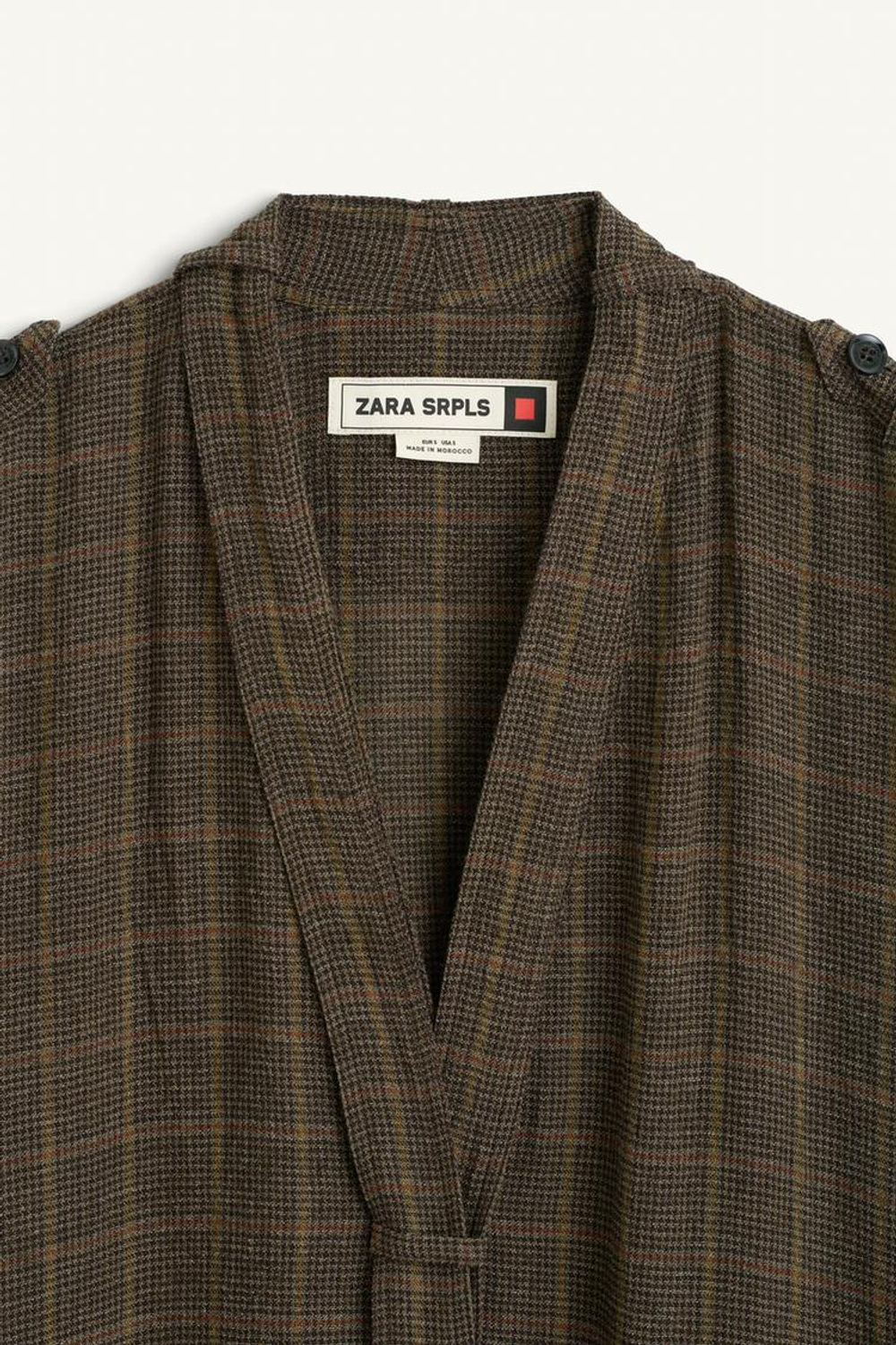 ZARA ПЛАТЬЕ МИДИ В КЛЕТКУ, КОРИЧНЕВЫЙ