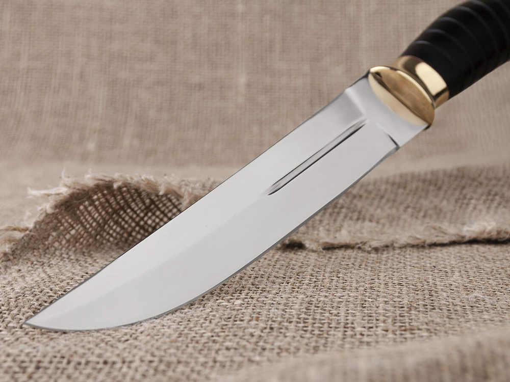 Нож «Пластунский», сталь Х12МФ, резная рукоять из черного мореного граба