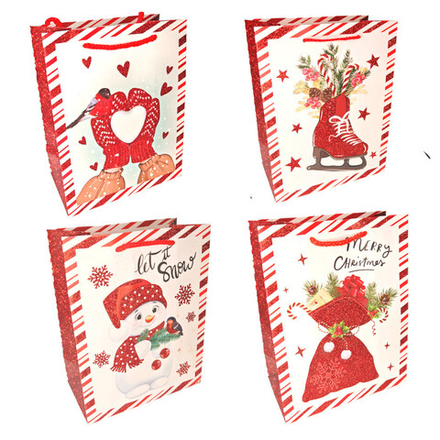 Пакет подар. бум. новогодн. 18*23*10 см 210 гр/м2 "Новогодний" микс дизайнов