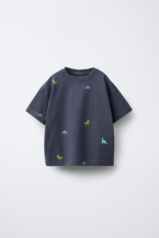 ZARA ФУТБОЛКА С ПРИНТОМ, СИНИЙ
