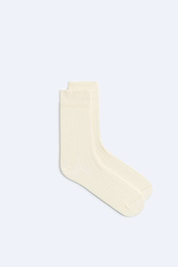 ZARA НОСКИ ИЗ РЕЛЬЕФНОЙ ТКАНИ В РУБЧИК, ЭКРЮ