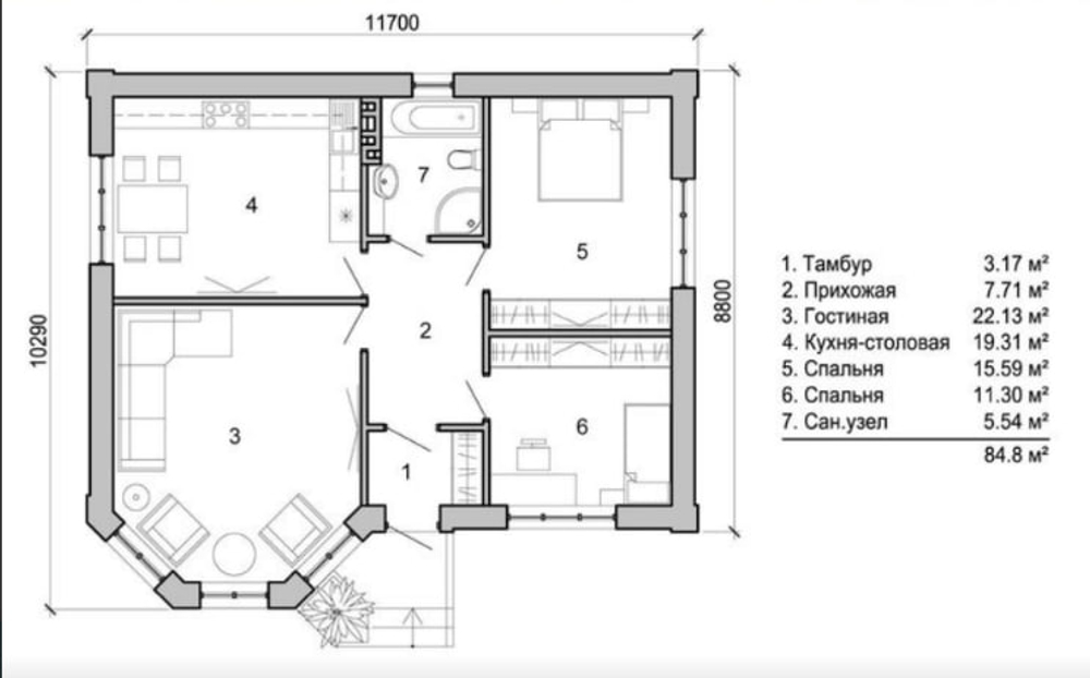 Проект Дома 84,7 кв. м К-115