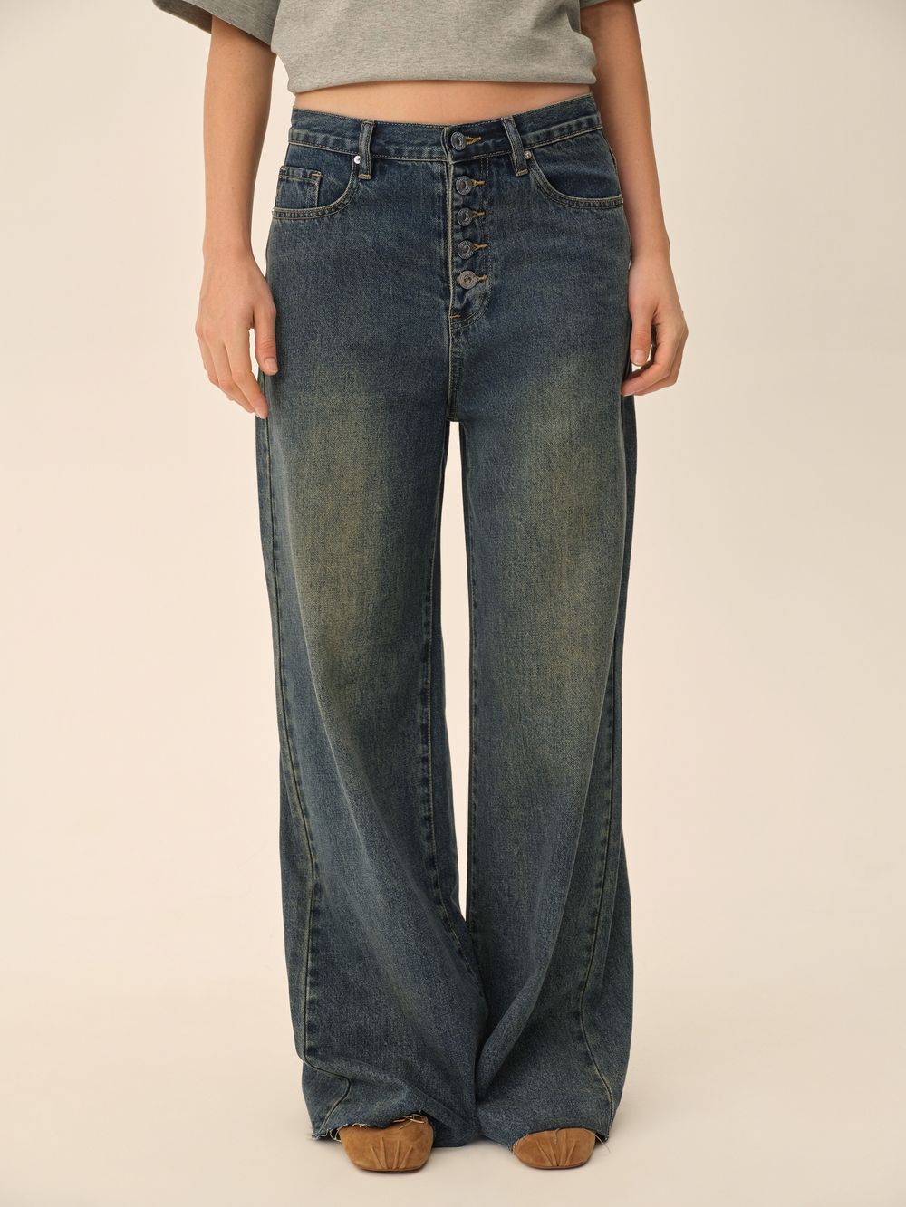 Джинсы (Как у Керри), синие с пуговицами