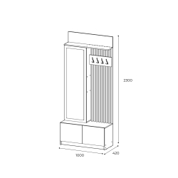 Вешалка Стоуби, дуб крафт/белый глянец