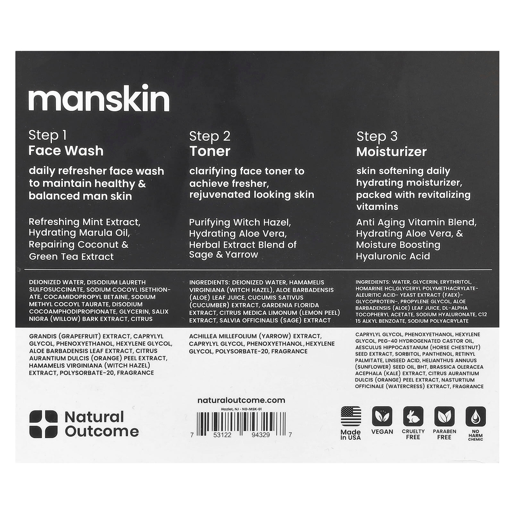 Natural Outcome, Manskin, набор для повседневного использования, набор из 3 предметов