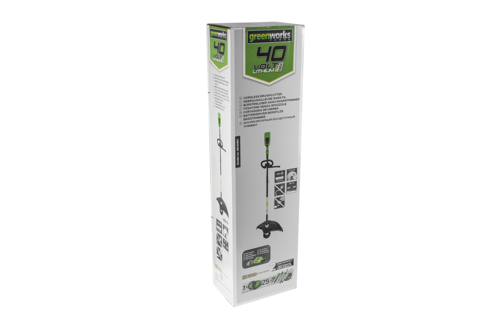 Триммер аккумуляторный Greenworks GD40BC, 40V, 40 см, бесщеточный, с 1хАКБ 4 Ач и ЗУ