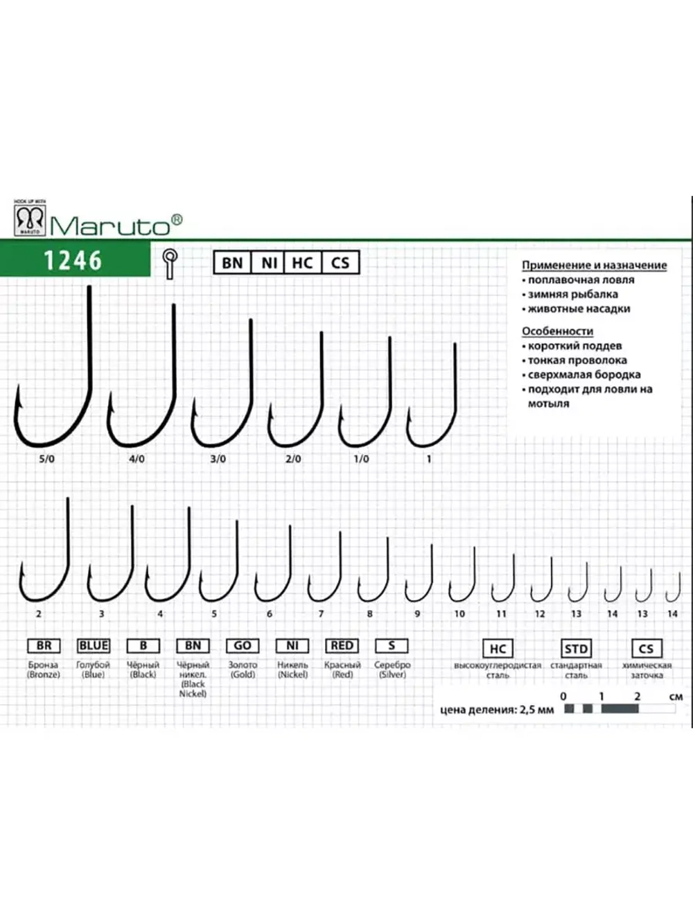Крючки рыболовные универсальные 1246 Ni №18 2упк по 10шт