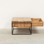 Журнальный столик 65х65 см G+K с ящиком из массива дикого дуба в стиле лофт