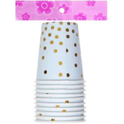 Стакан бумажный 0,2л в наборе 10 шт «Конфетти» голубой