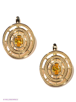 "Роял"  серьги в золотом покрытии из коллекции "Радиус" от Jenavi  с английским замком