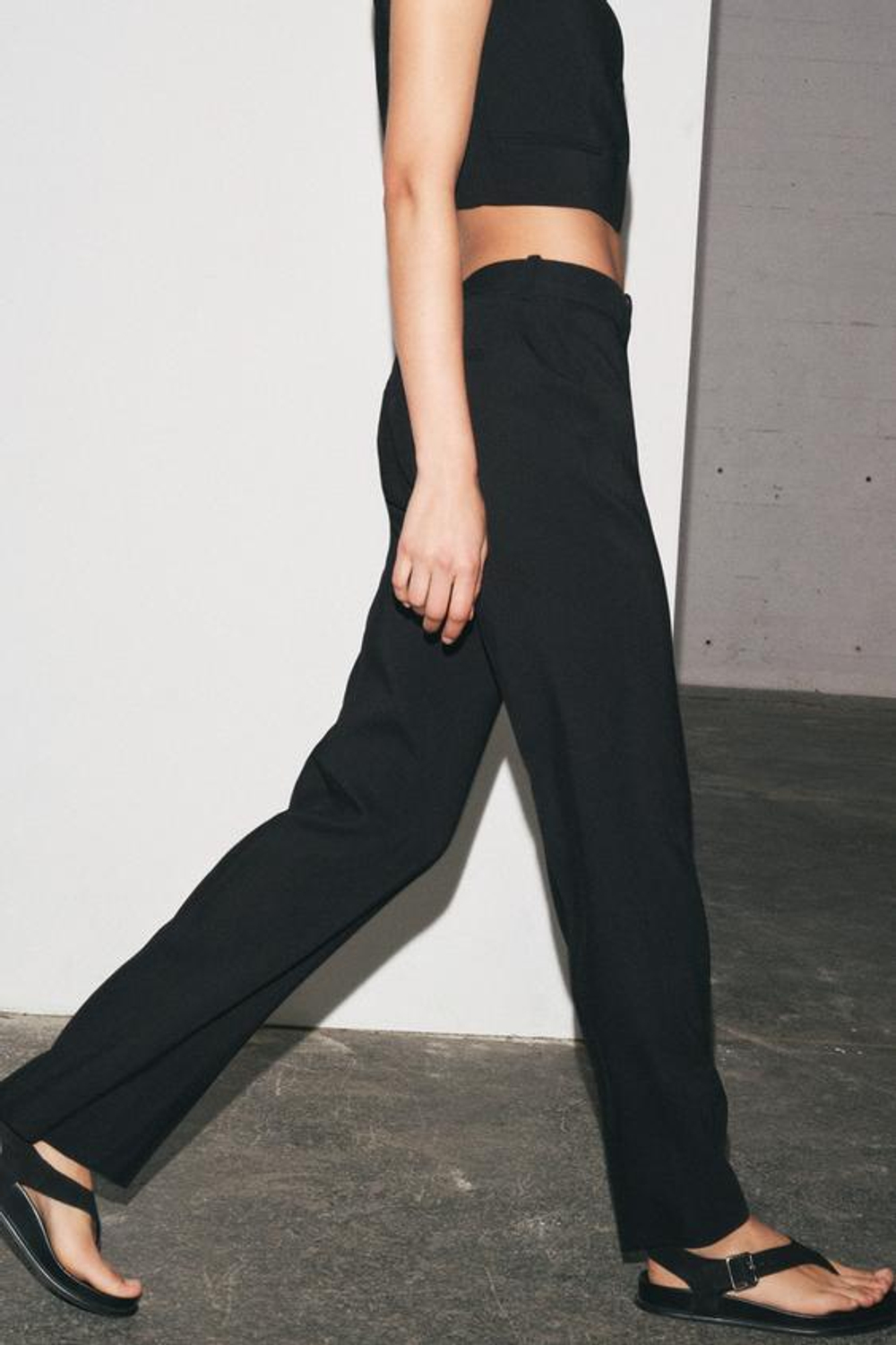 ZARA БРЮКИ STRAIGHT FIT — ZW COLLECTION, ЧЕРНЫЙ