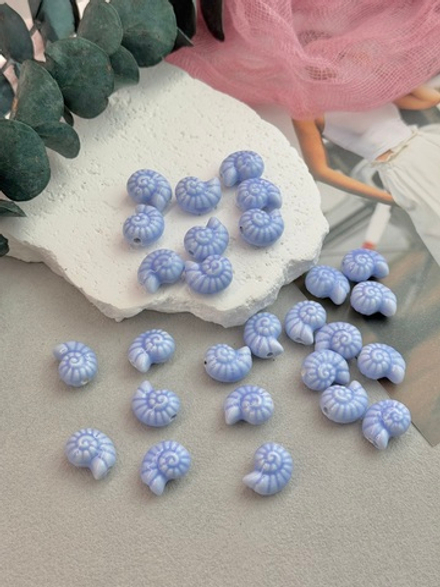 Керамические бусины "Ракушка", небесный 15 мм, 5 штук