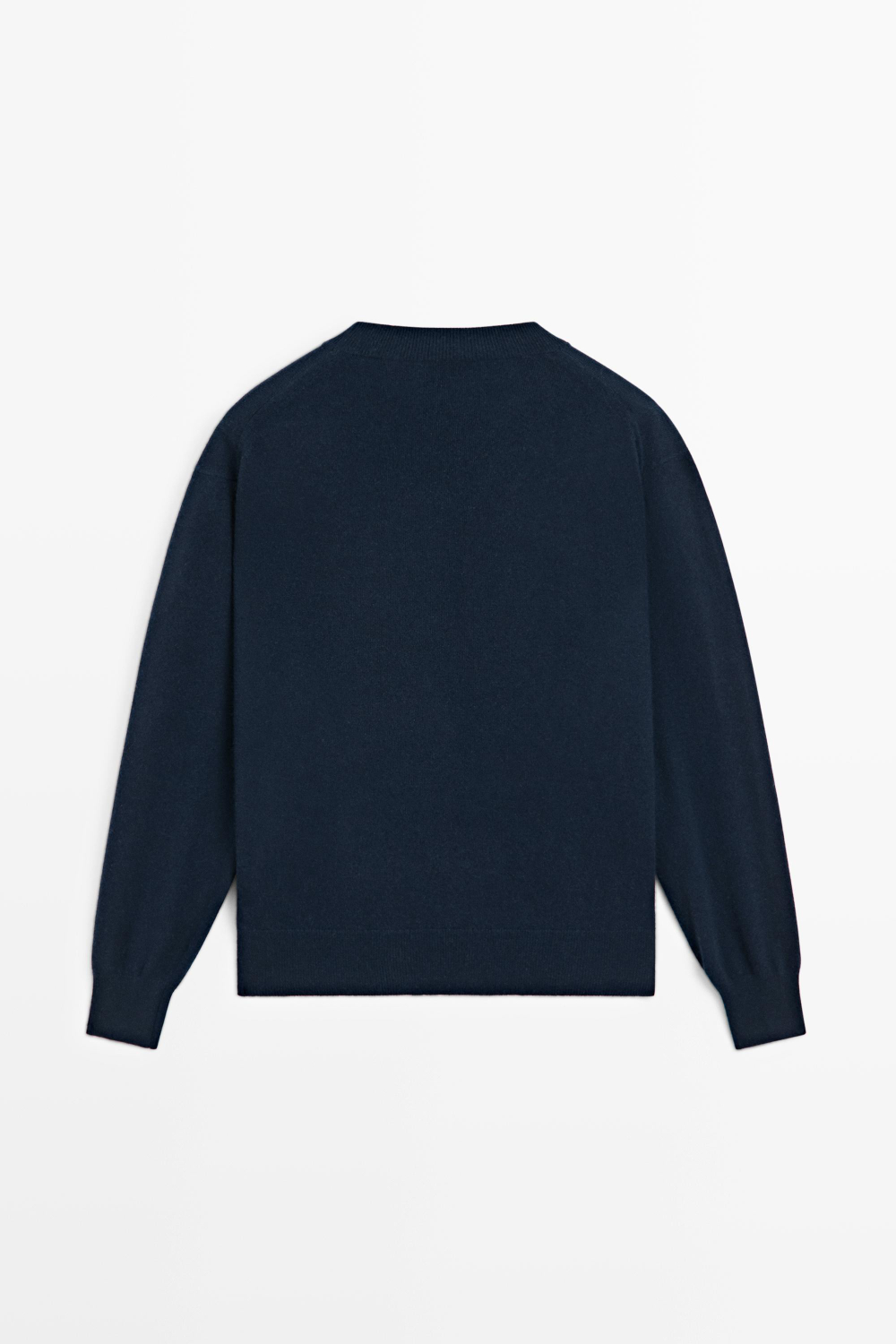 Massimo Dutti Джемпер из 100% кашемира с длинными рукавами, темно-синий