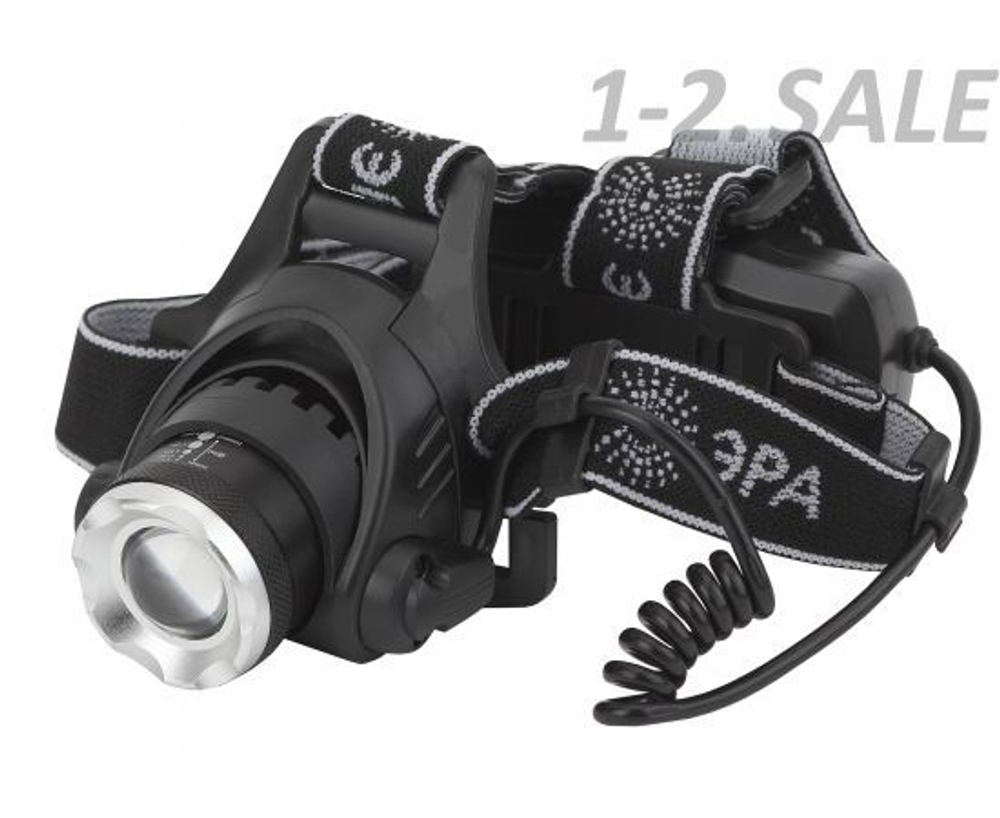 Фонарь налобный светодиодный ЭРА GA-806 5Вт CREE, алюминий, аккумулятор литий 2,5Ач, USB, рег фокус