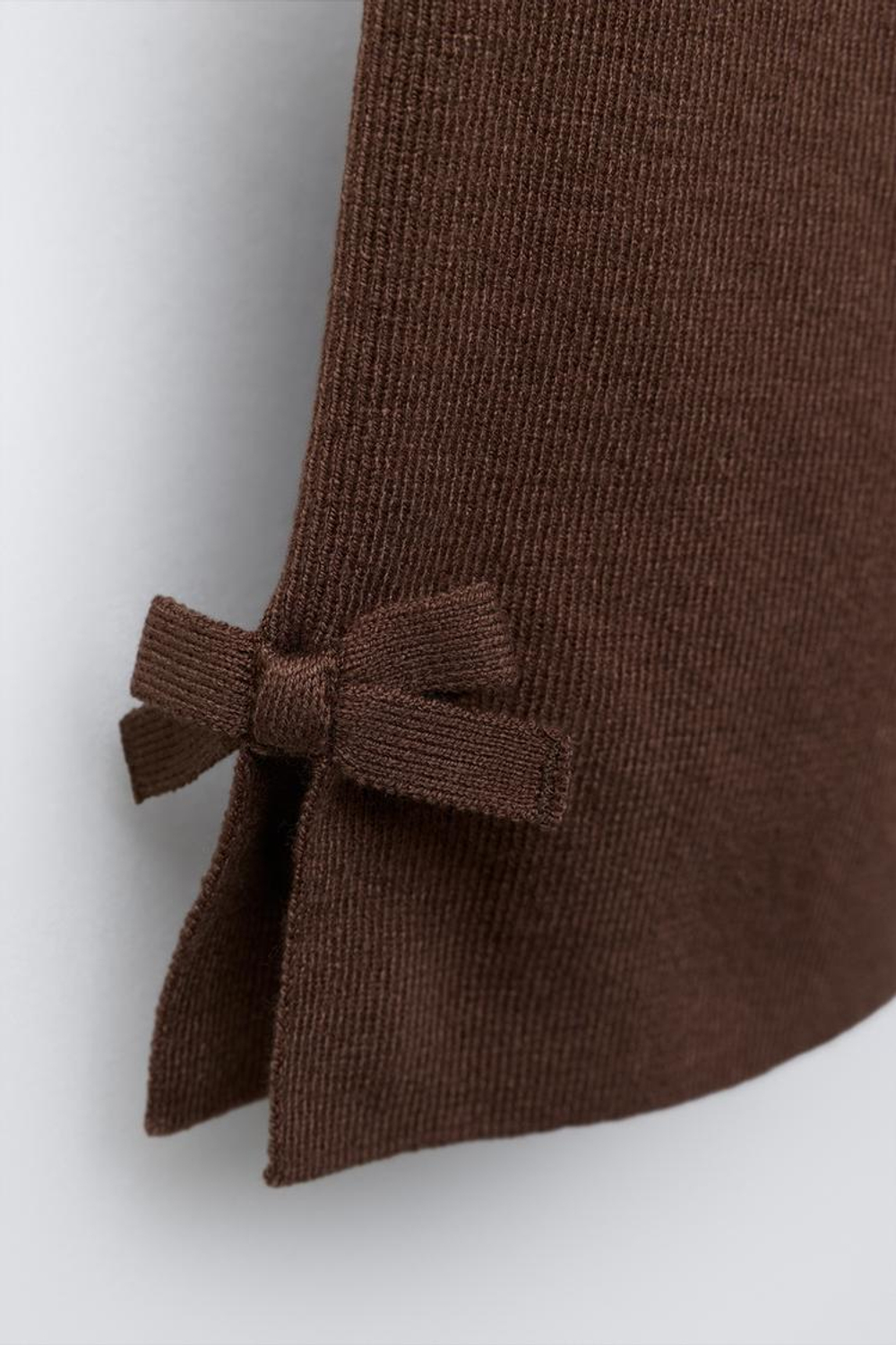 ZARA ТРИКОТАЖНЫЕ БРЮКИ-КЮЛОТЫ С БАНТАМИ, ШОКОЛАДНЫЙ