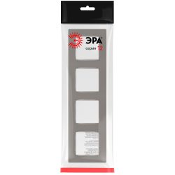 Рамка для розеток и выключателей ЭРА Серия 12 12-5204-16 на 4 поста, Классик, титан | ЭРА 12 Титан