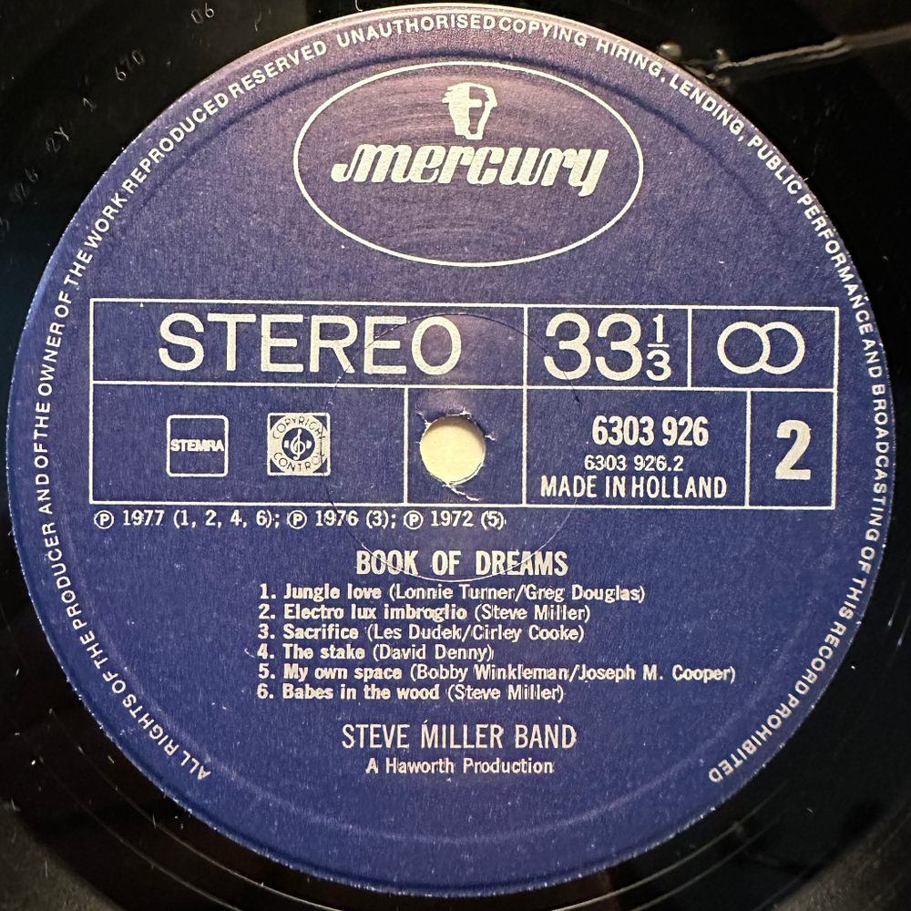 The Steve Miller Band - Book Of Dreams (Голландия 1977г.)