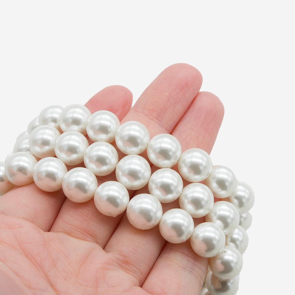 Хрустальный жемчуг, оттенок "Белый", шар 10мм, улучшенное покрытие