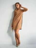 Платье сарафан офисное замшевое А силуэт с лампасами