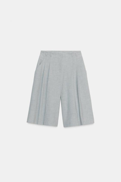 ZARА ДЛИННЫЕ БЕРМУДЫ С ЗАЩИПАМИ, СЕРЫЙ