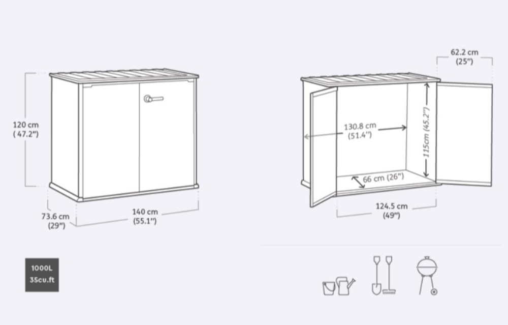 Уличный ящик пластиковый Keter Cortina Bella 1000 л