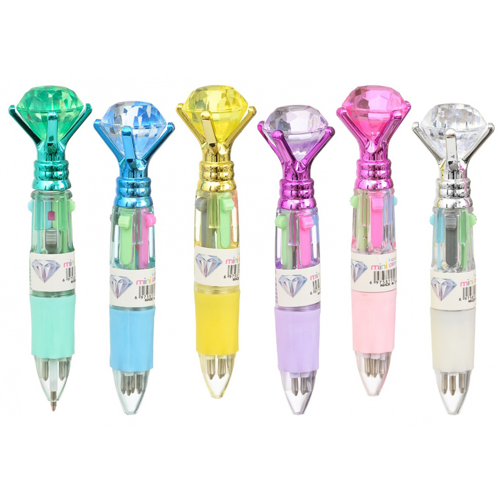 Ручка шариковая, автоматическая, 4в1, Basir, 4-рех цветная, серия "Кристалл", цветной корпус с фигуркой, 36 шт